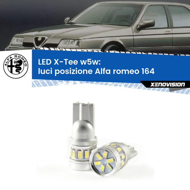 0 Luci posizione LED per Alfa romeo 164  1987-1998: W5W X-Tee <strong>LED luci posizione per Alfa romeo 164</strong>  1987-1998. Lampade <strong>W5W</strong> modello X-Tee Xenovision top di gamma.
