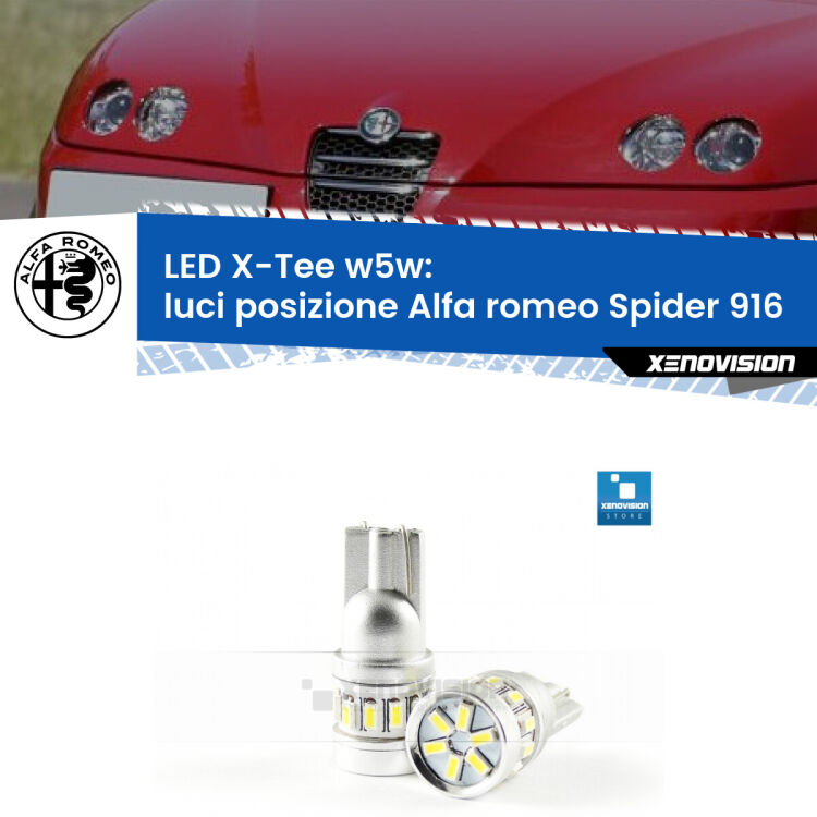 <strong>LED luci posizione per Alfa romeo Spider</strong> 916 1995-2005. Lampade <strong>W5W</strong> modello X-Tee Xenovision top di gamma.