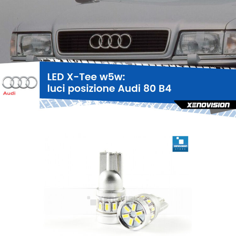 <strong>LED luci posizione per Audi 80</strong> B4 1991-1996. Lampade <strong>W5W</strong> modello X-Tee Xenovision top di gamma.