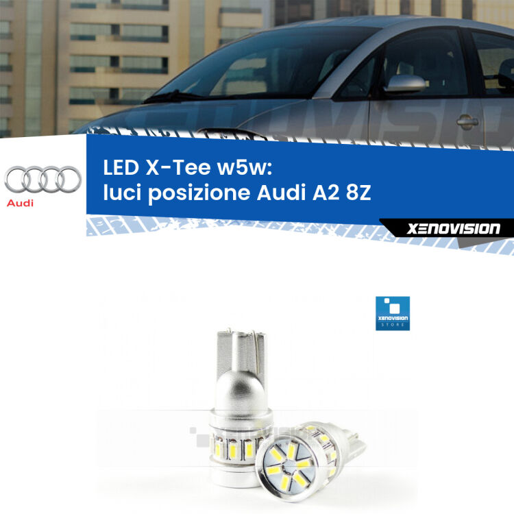 <strong>LED luci posizione per Audi A2</strong> 8Z 2000-2005. Lampade <strong>W5W</strong> modello X-Tee Xenovision top di gamma.