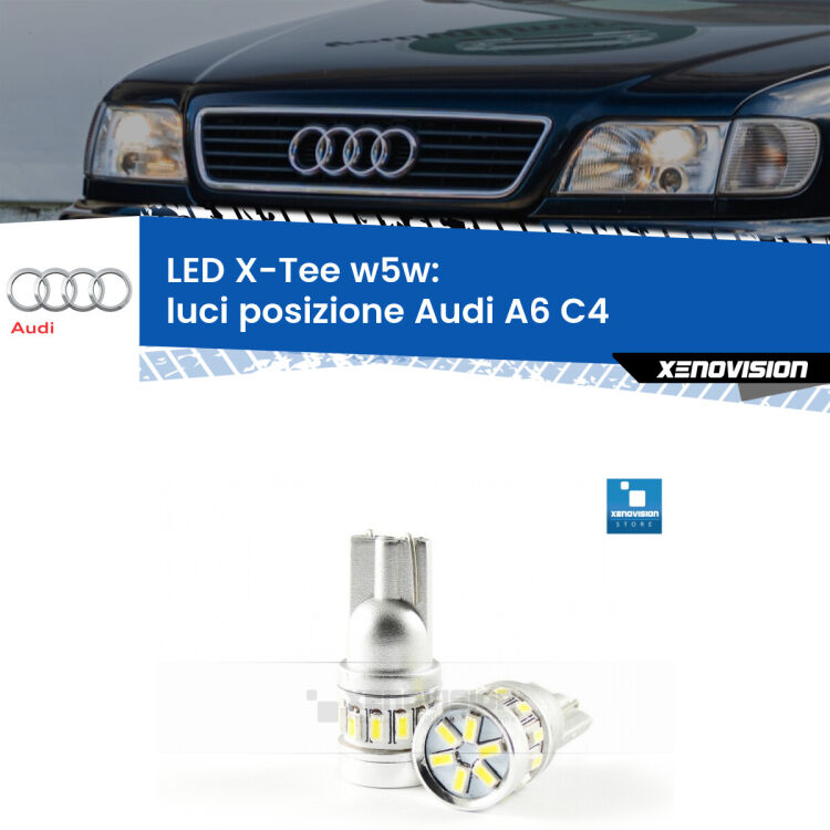 <strong>LED luci posizione per Audi A6</strong> C4 1994-1997. Lampade <strong>W5W</strong> modello X-Tee Xenovision top di gamma.
