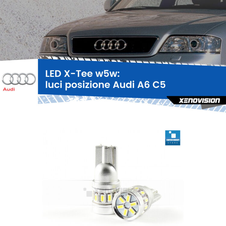 <strong>LED luci posizione per Audi A6</strong> C5 1997-2004. Lampade <strong>W5W</strong> modello X-Tee Xenovision top di gamma.