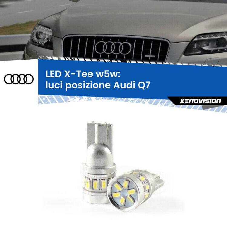 0 Luci posizione LED per Audi Q7 2006-2015: W5W X-Tee <strong>LED luci posizione per Audi Q7</strong> 2006-2015. Lampade <strong>W5W</strong> modello X-Tee Xenovision top di gamma.