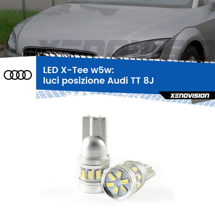 0 Luci posizione LED per Audi TT 8J 2006-2014: W5W X-Tee <strong>LED luci posizione per Audi TT</strong> 8J 2006-2014. Lampade <strong>W5W</strong> modello X-Tee Xenovision top di gamma.