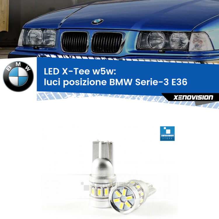 <strong>LED luci posizione per BMW Serie-3</strong> E36 1990-1998. Lampade <strong>W5W</strong> modello X-Tee Xenovision top di gamma.