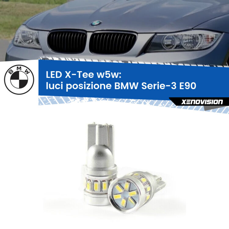 0 Luci posizione LED per BMW Serie-3 E90 con fari alogeni: W5W X-Tee <strong>LED luci posizione per BMW Serie-3</strong> E90 con fari alogeni. Lampade <strong>W5W</strong> modello X-Tee Xenovision top di gamma.