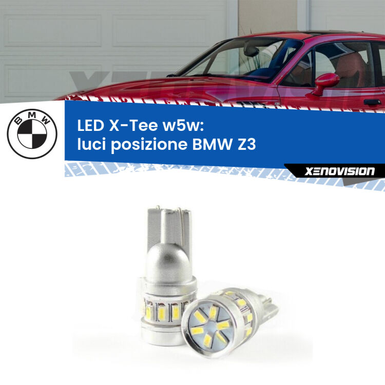 0 Luci posizione LED per BMW Z3  1997-2003: W5W X-Tee <strong>LED luci posizione per BMW Z3</strong>  1997-2003. Lampade <strong>W5W</strong> modello X-Tee Xenovision top di gamma.