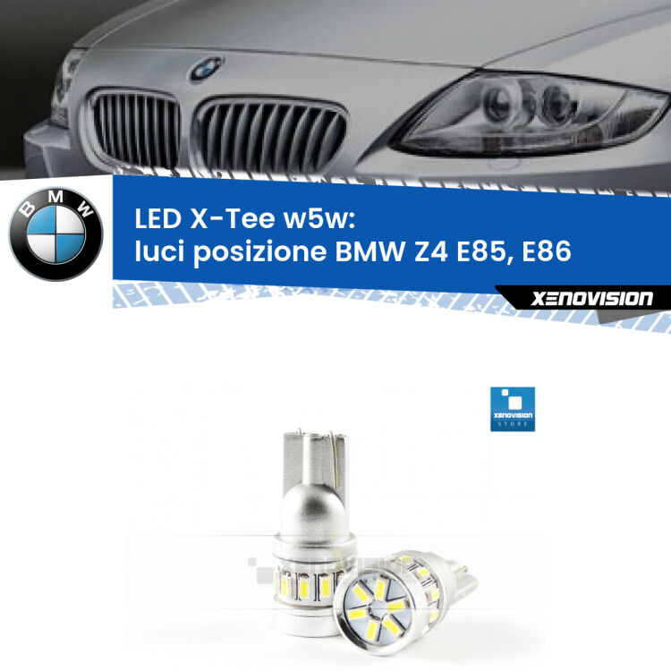 <strong>LED luci posizione per BMW Z4</strong> E85, E86 2003-2008. Lampade <strong>W5W</strong> modello X-Tee Xenovision top di gamma.