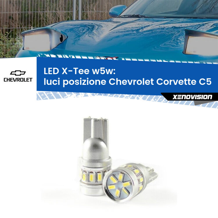 0 Luci posizione LED per Chevrolet Corvette C5 1997-2004: W5W X-Tee <strong>LED luci posizione per Chevrolet Corvette</strong> C5 1997-2004. Lampade <strong>W5W</strong> modello X-Tee Xenovision top di gamma.