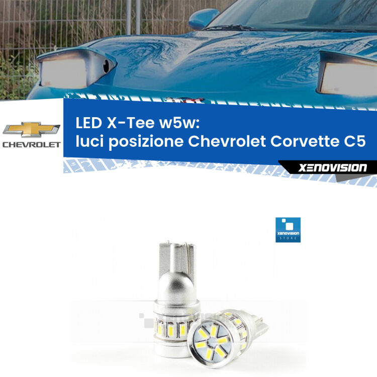 <strong>LED luci posizione per Chevrolet Corvette</strong> C5 1997-2004. Lampade <strong>W5W</strong> modello X-Tee Xenovision top di gamma.