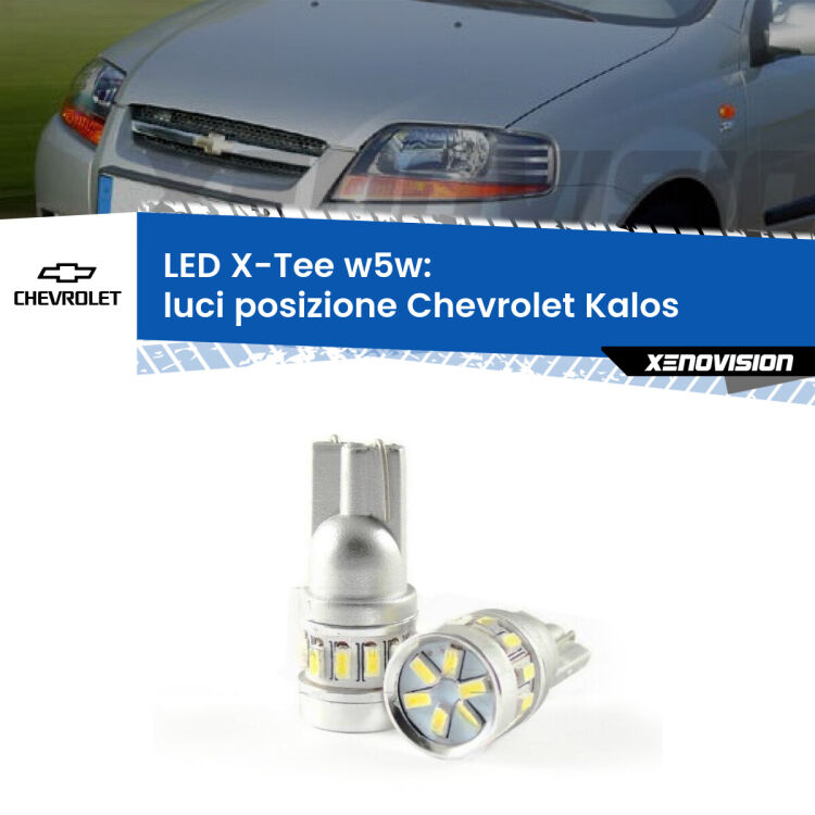 0 Luci posizione LED per Chevrolet Kalos  2005-2008: W5W X-Tee <strong>LED luci posizione per Chevrolet Kalos</strong>  2005-2008. Lampade <strong>W5W</strong> modello X-Tee Xenovision top di gamma.