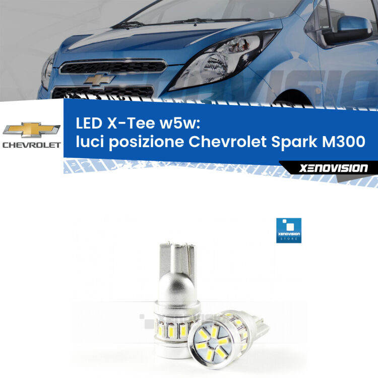 <strong>LED luci posizione per Chevrolet Spark</strong> M300 2009-2016. Lampade <strong>W5W</strong> modello X-Tee Xenovision top di gamma.