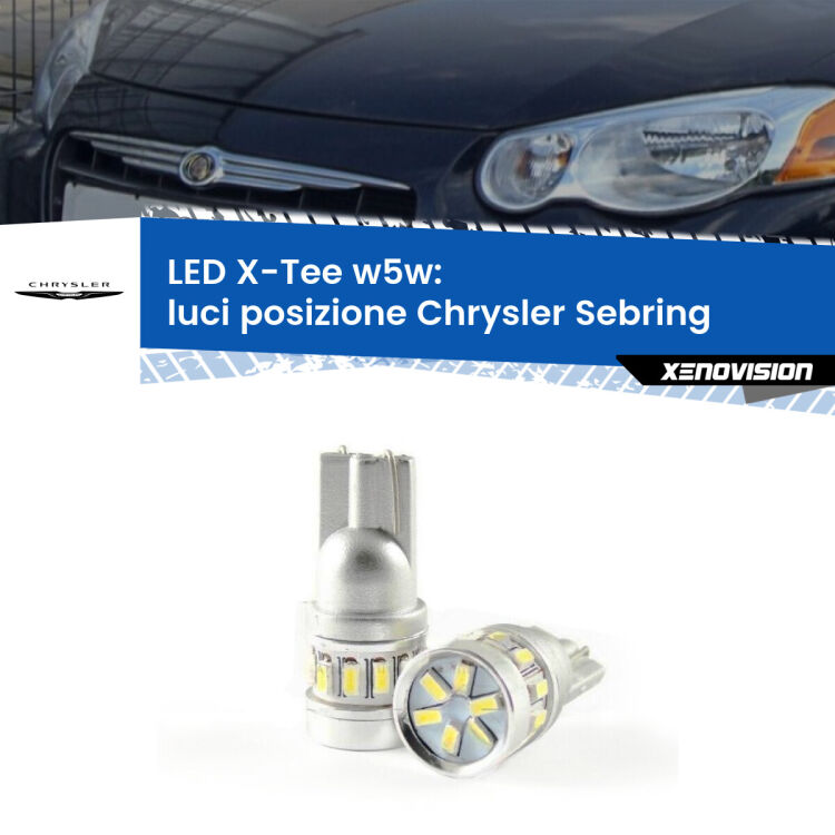 0 Luci posizione LED per Chrysler Sebring  2001-2007: W5W X-Tee <strong>LED luci posizione per Chrysler Sebring</strong>  2001-2007. Lampade <strong>W5W</strong> modello X-Tee Xenovision top di gamma.