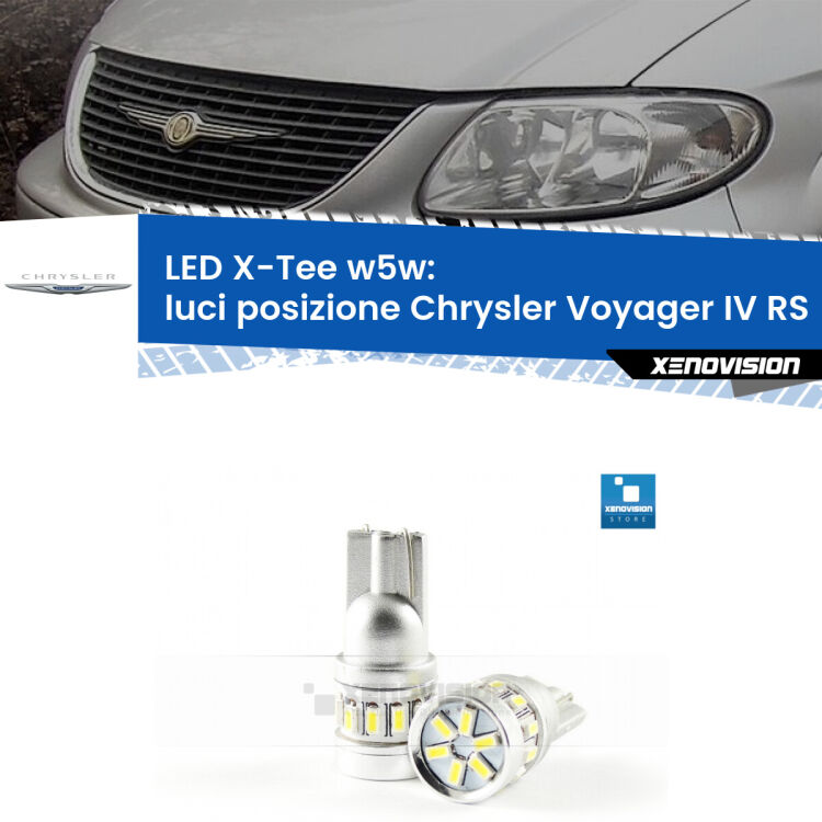 <strong>LED luci posizione per Chrysler Voyager IV</strong> RS 2000-2007. Lampade <strong>W5W</strong> modello X-Tee Xenovision top di gamma.