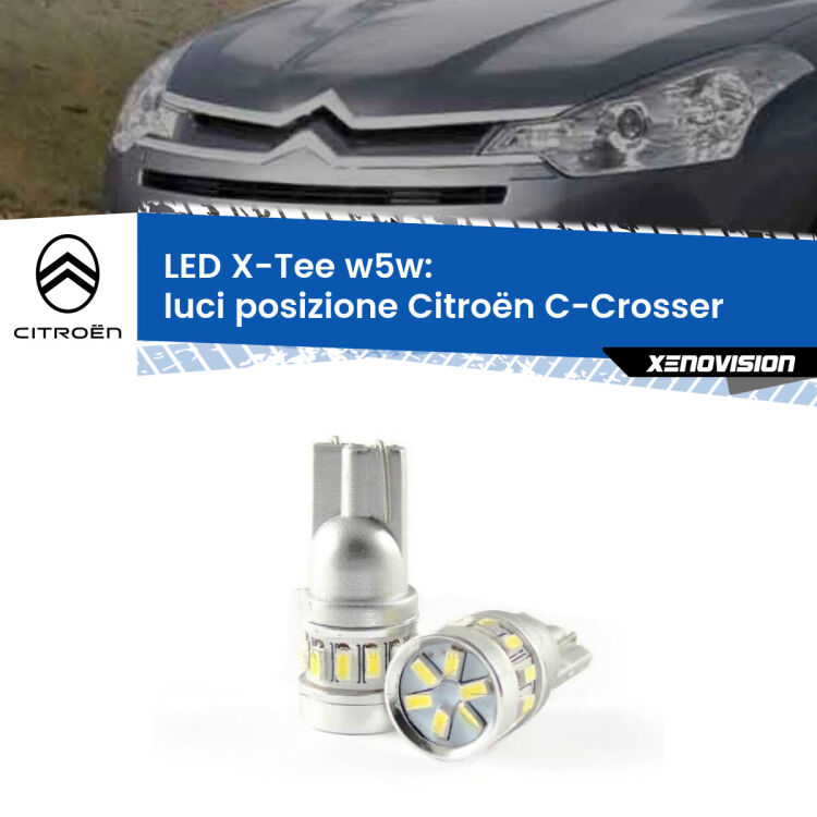 0 Luci posizione LED per Citroën C-Crosser  2007-2012: W5W X-Tee <strong>LED luci posizione per Citroën C-Crosser</strong>  2007-2012. Lampade <strong>W5W</strong> modello X-Tee Xenovision top di gamma.
