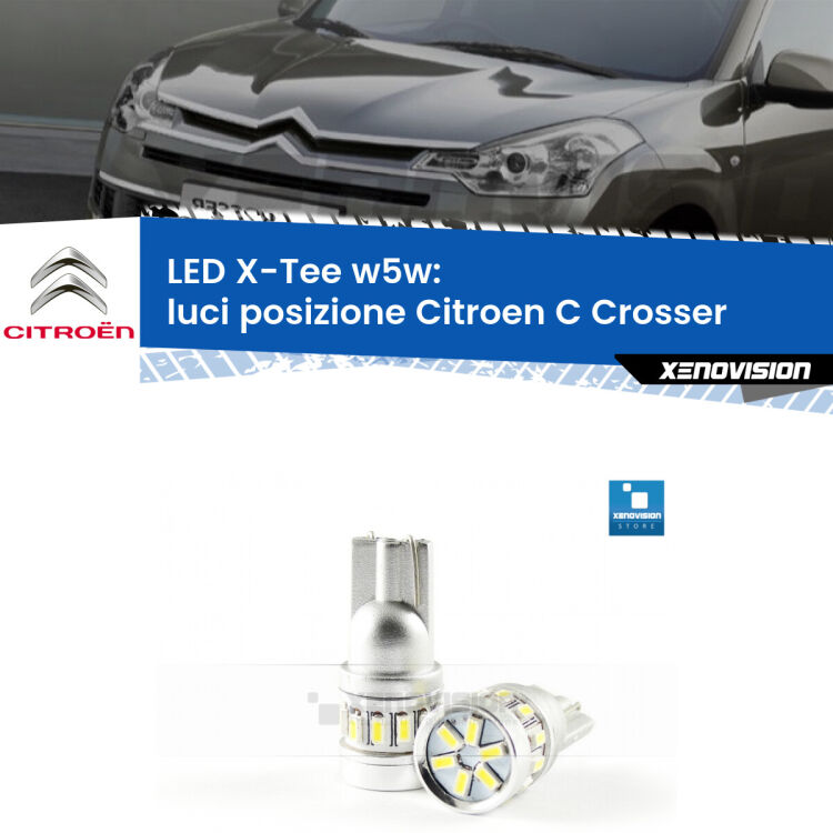<strong>LED luci posizione per Citroen C Crosser</strong>  2007-2012. Lampade <strong>W5W</strong> modello X-Tee Xenovision top di gamma.