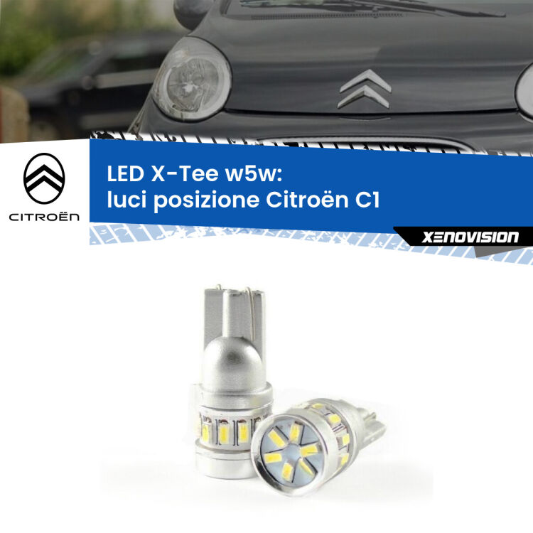 0 Luci posizione LED per Citroën C1 2005-2013: W5W X-Tee <strong>LED luci posizione per Citroën C1</strong> 2005-2013. Lampade <strong>W5W</strong> modello X-Tee Xenovision top di gamma.