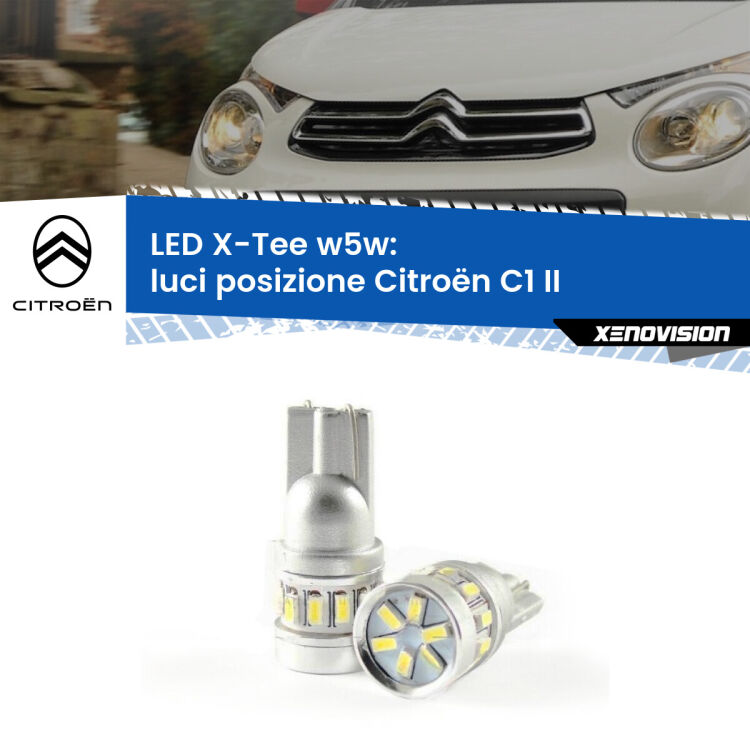 0 Luci posizione LED per Citroën C1 II 2014in poi: W5W X-Tee <strong>LED luci posizione per Citroën C1</strong> II 2014in poi. Lampade <strong>W5W</strong> modello X-Tee Xenovision top di gamma.