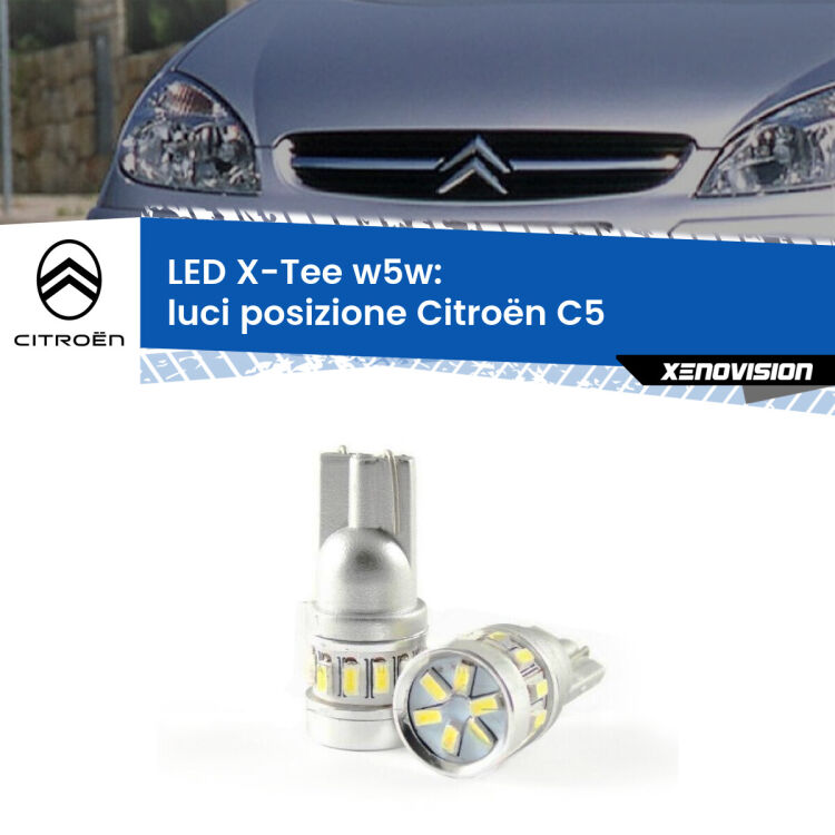 0 Luci posizione LED per Citroën C5 2001-2004: W5W X-Tee <strong>LED luci posizione per Citroën C5</strong> 2001-2004. Lampade <strong>W5W</strong> modello X-Tee Xenovision top di gamma.