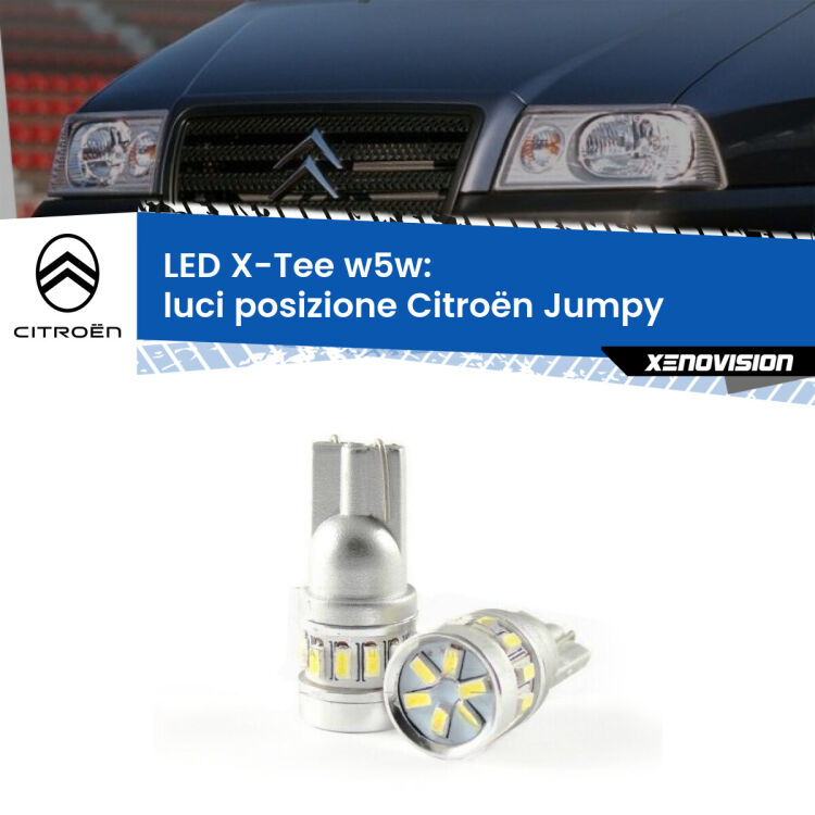 0 Luci posizione LED per Citroën Jumpy  1994-2005: W5W X-Tee <strong>LED luci posizione per Citroën Jumpy</strong>  1994-2005. Lampade <strong>W5W</strong> modello X-Tee Xenovision top di gamma.