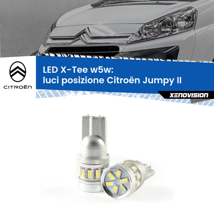 0 Luci posizione LED per Citroën Jumpy II 2006-2015: W5W X-Tee <strong>LED luci posizione per Citroën Jumpy</strong> II 2006-2015. Lampade <strong>W5W</strong> modello X-Tee Xenovision top di gamma.
