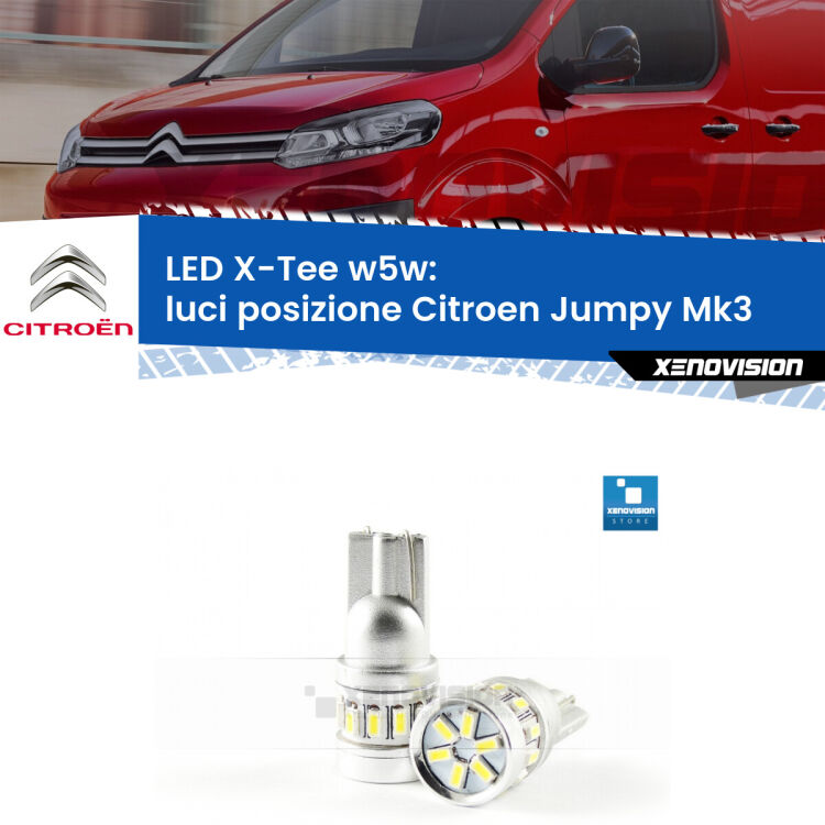 <strong>LED luci posizione per Citroen Jumpy</strong> Mk3 2016in poi. Lampade <strong>W5W</strong> modello X-Tee Xenovision top di gamma.