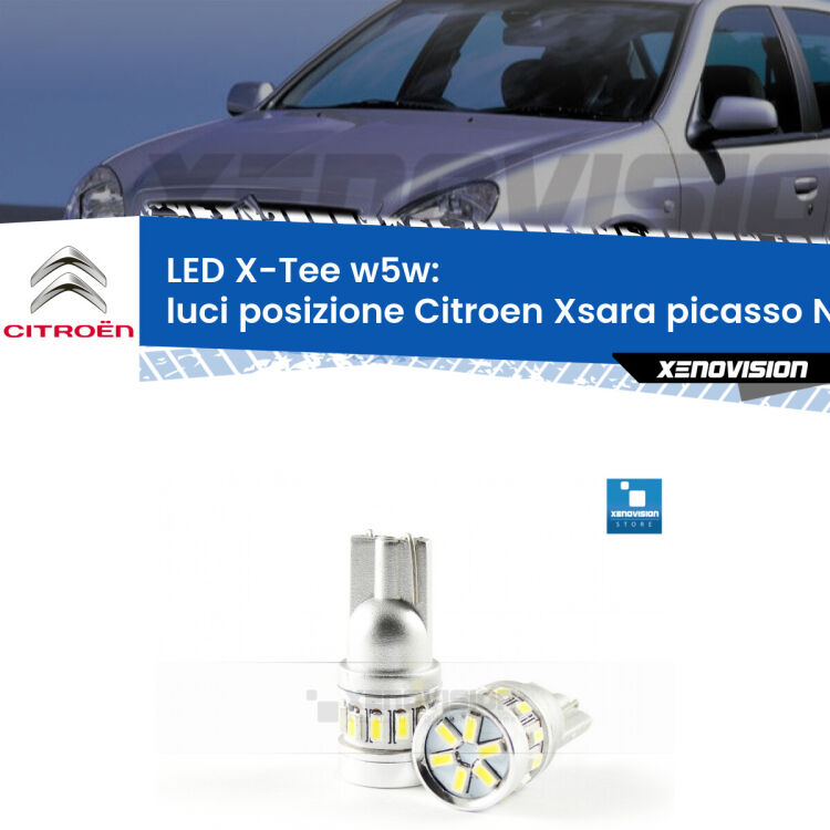 <strong>LED luci posizione per Citroen Xsara picasso</strong> N68 1999-2012. Lampade <strong>W5W</strong> modello X-Tee Xenovision top di gamma.