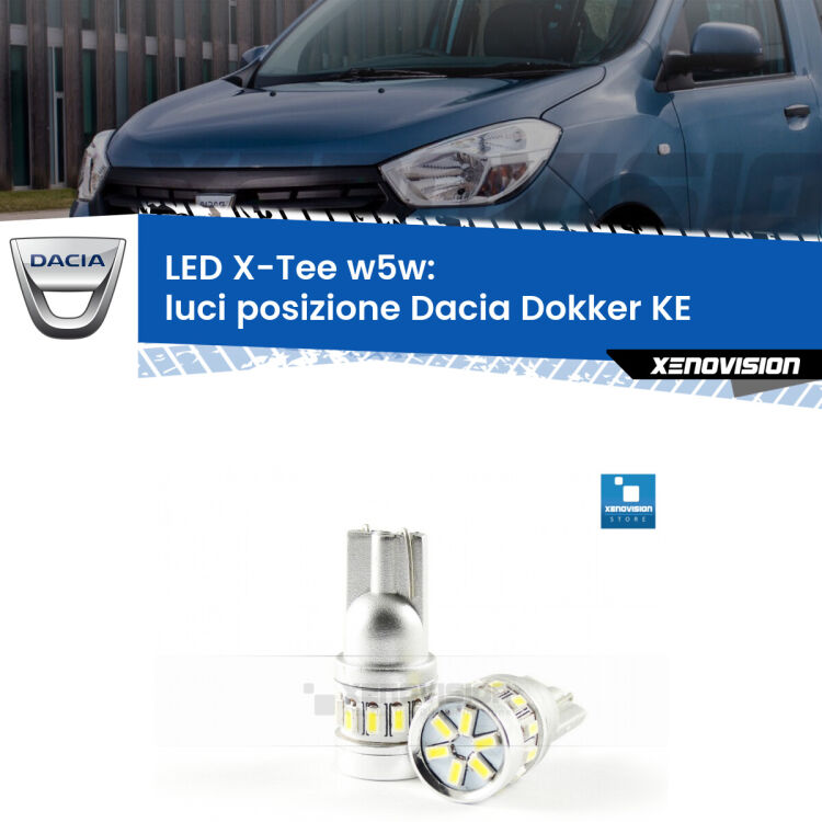 <strong>LED luci posizione per Dacia Dokker</strong> KE 2012in poi. Lampade <strong>W5W</strong> modello X-Tee Xenovision top di gamma.