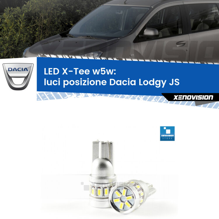 <strong>LED luci posizione per Dacia Lodgy</strong> JS 2012in poi. Lampade <strong>W5W</strong> modello X-Tee Xenovision top di gamma.
