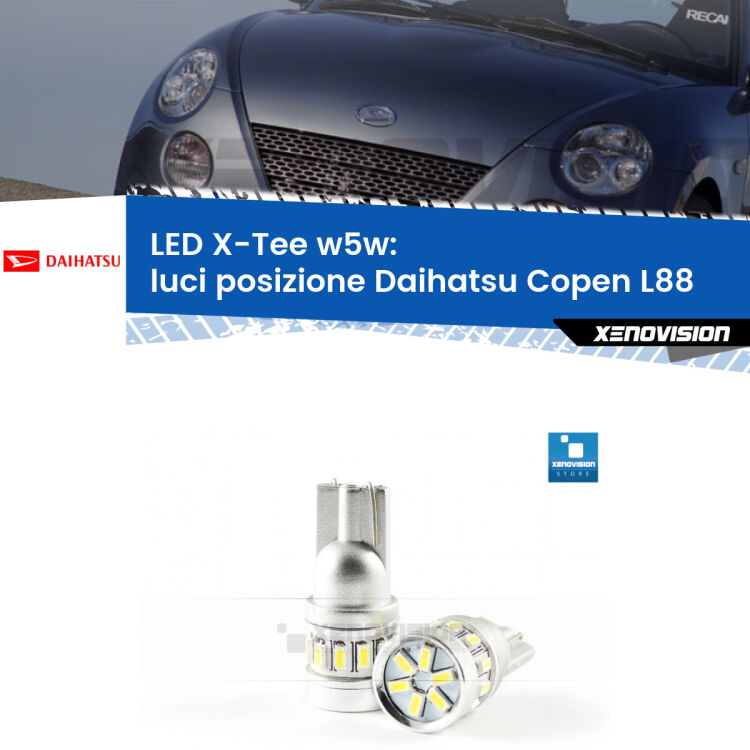 <strong>LED luci posizione per Daihatsu Copen</strong> L88 2003-2012. Lampade <strong>W5W</strong> modello X-Tee Xenovision top di gamma.