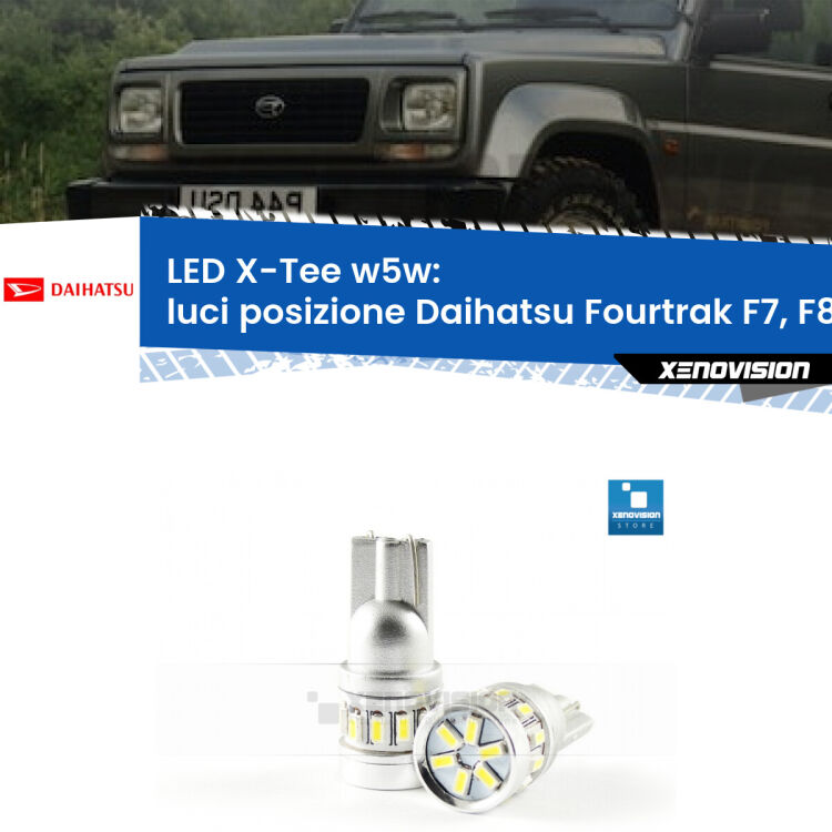 <strong>LED luci posizione per Daihatsu Fourtrak</strong> F7, F8 1985-1998. Lampade <strong>W5W</strong> modello X-Tee Xenovision top di gamma.