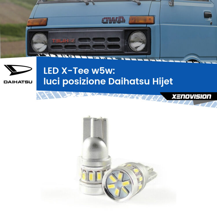 0 Luci posizione LED per Daihatsu Hijet 1992-2005: W5W X-Tee <strong>LED luci posizione per Daihatsu Hijet</strong> 1992-2005. Lampade <strong>W5W</strong> modello X-Tee Xenovision top di gamma.