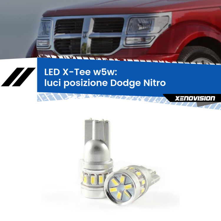 0 Luci posizione LED per Dodge Nitro  2006-2012: W5W X-Tee <strong>LED luci posizione per Dodge Nitro</strong>  2006-2012. Lampade <strong>W5W</strong> modello X-Tee Xenovision top di gamma.