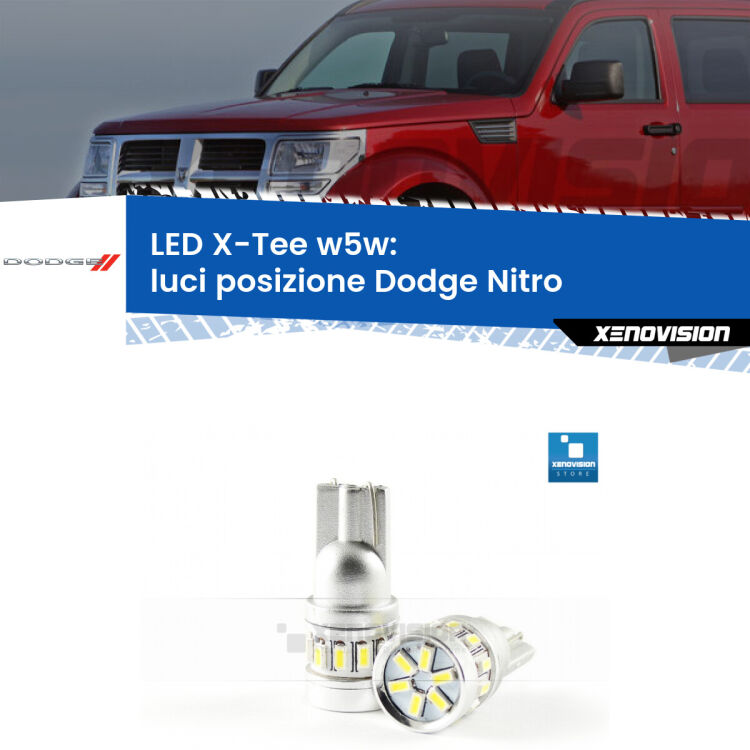 <strong>LED luci posizione per Dodge Nitro</strong>  2006-2012. Lampade <strong>W5W</strong> modello X-Tee Xenovision top di gamma.