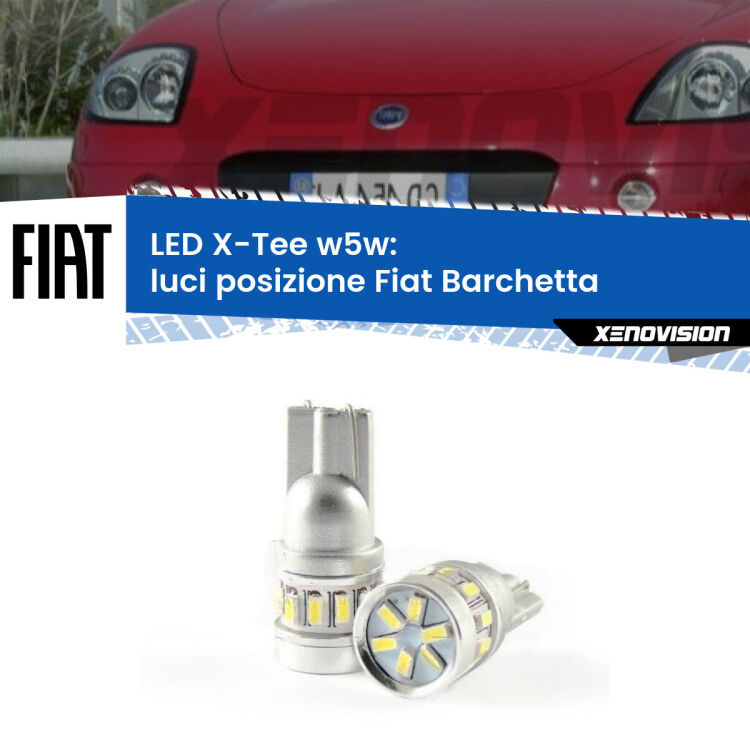 0 Luci posizione LED per Fiat Barchetta  1995-2005: W5W X-Tee <strong>LED luci posizione per Fiat Barchetta</strong>  1995-2005. Lampade <strong>W5W</strong> modello X-Tee Xenovision top di gamma.