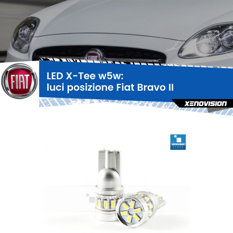 <strong>LED luci posizione per Fiat Bravo II</strong>  2006-2014. Lampade <strong>W5W</strong> modello X-Tee Xenovision top di gamma.