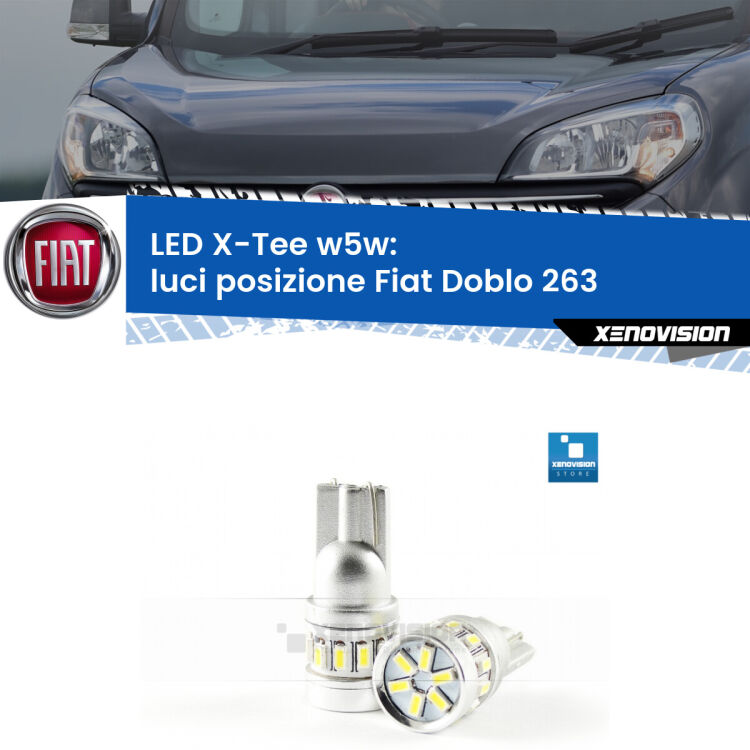 <strong>LED luci posizione per Fiat Doblo</strong> 263 2010-2014. Lampade <strong>W5W</strong> modello X-Tee Xenovision top di gamma.