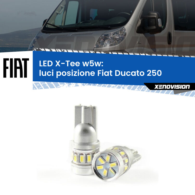 0 Luci posizione LED per Fiat Ducato 250 2006-2013: W5W X-Tee <strong>LED luci posizione per Fiat Ducato</strong> 250 2006-2013. Lampade <strong>W5W</strong> modello X-Tee Xenovision top di gamma.