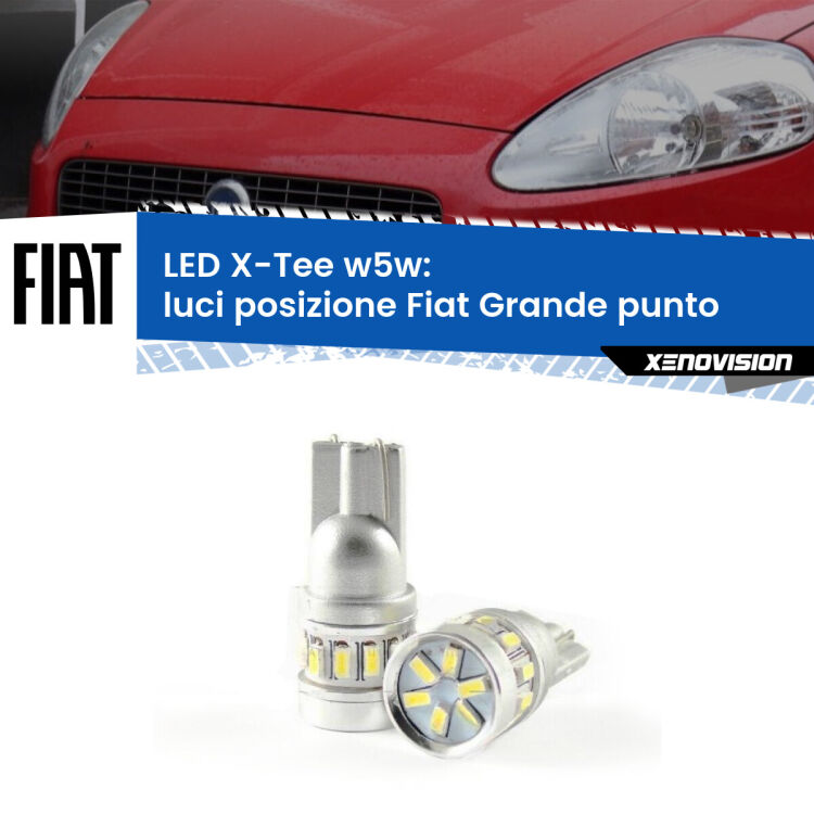 0 Luci posizione LED per Fiat Grande punto 2005-2018: W5W X-Tee <strong>LED luci posizione per Fiat Grande punto</strong> 2005-2018. Lampade <strong>W5W</strong> modello X-Tee Xenovision top di gamma.