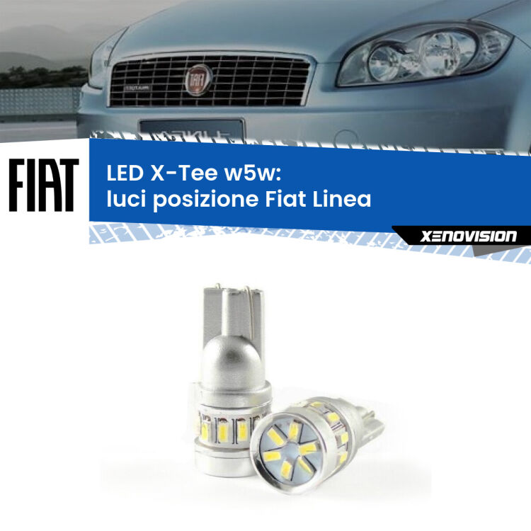 0 Luci posizione LED per Fiat Linea 2007-2018: W5W X-Tee <strong>LED luci posizione per Fiat Linea</strong> 2007-2018. Lampade <strong>W5W</strong> modello X-Tee Xenovision top di gamma.