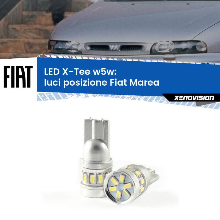 0 Luci posizione LED per Fiat Marea 1996-2002: W5W X-Tee <strong>LED luci posizione per Fiat Marea</strong> 1996-2002. Lampade <strong>W5W</strong> modello X-Tee Xenovision top di gamma.