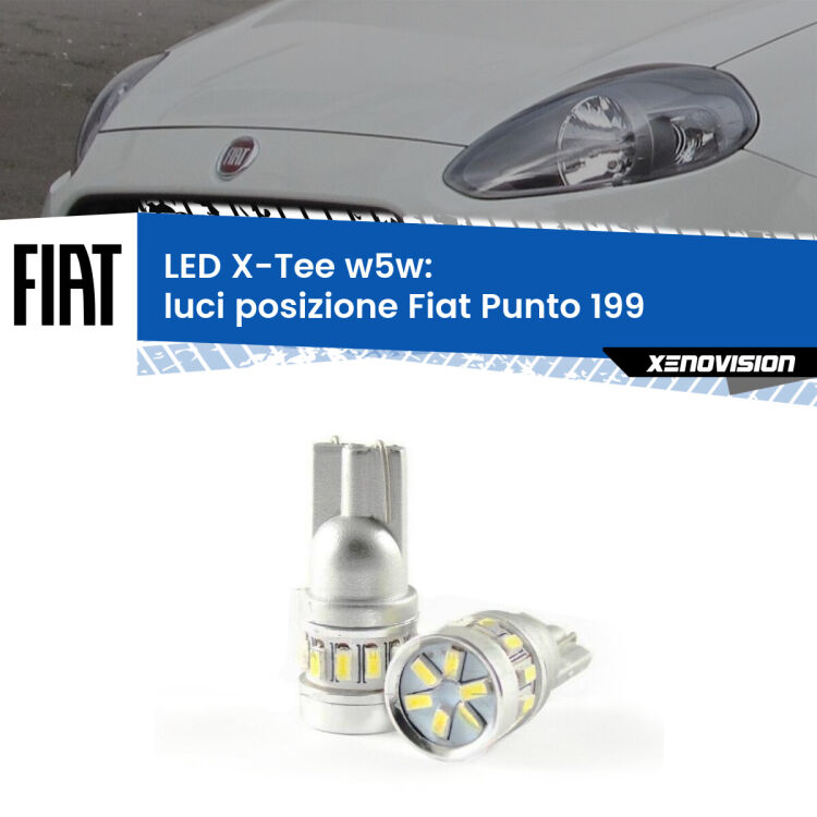 0 Luci posizione LED per Fiat Punto 199 2012-2018: W5W X-Tee <strong>LED luci posizione per Fiat Punto</strong> 199 2012-2018. Lampade <strong>W5W</strong> modello X-Tee Xenovision top di gamma.