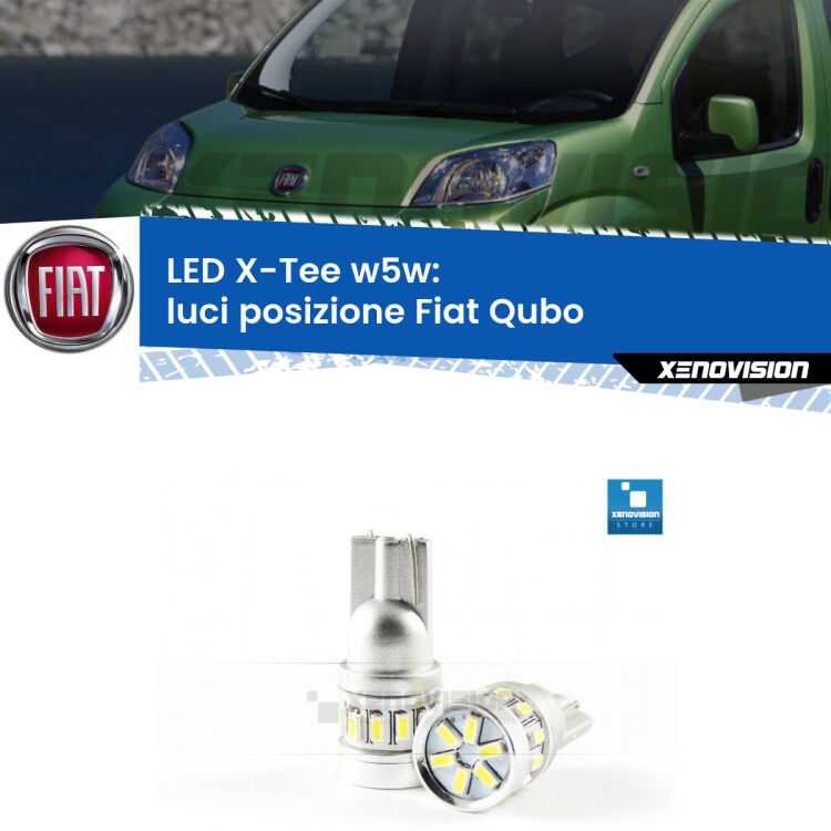 <strong>LED luci posizione per Fiat Qubo</strong>  2008-2021. Lampade <strong>W5W</strong> modello X-Tee Xenovision top di gamma.
