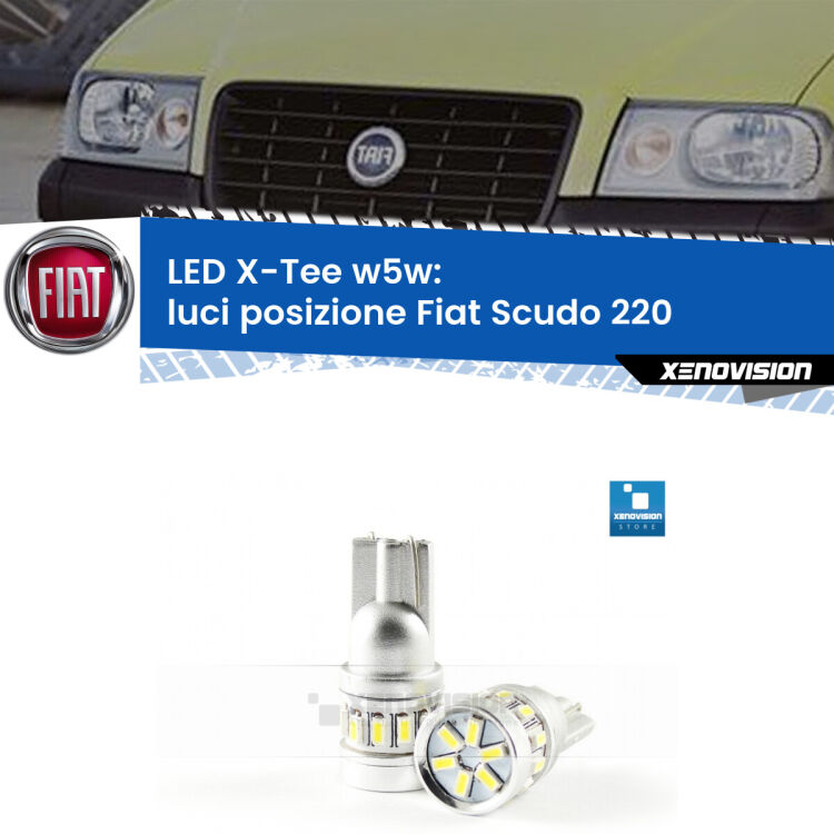 <strong>LED luci posizione per Fiat Scudo</strong> 220 1996-2006. Lampade <strong>W5W</strong> modello X-Tee Xenovision top di gamma.