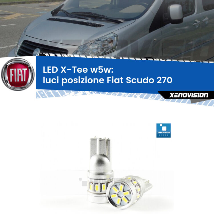 <strong>LED luci posizione per Fiat Scudo</strong> 270 2007-2016. Lampade <strong>W5W</strong> modello X-Tee Xenovision top di gamma.