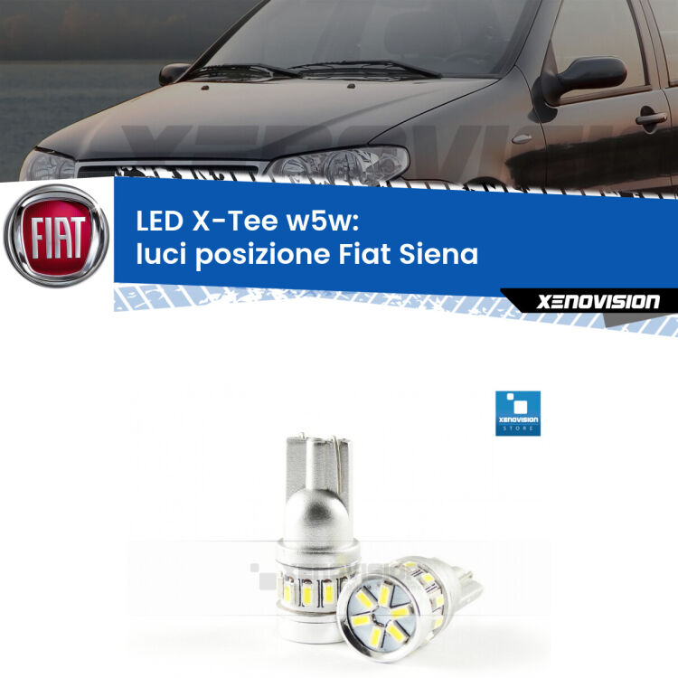 <strong>LED luci posizione per Fiat Siena</strong>  1996-2012. Lampade <strong>W5W</strong> modello X-Tee Xenovision top di gamma.