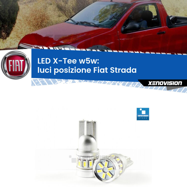 <strong>LED luci posizione per Fiat Strada</strong>  1999-2021. Lampade <strong>W5W</strong> modello X-Tee Xenovision top di gamma.