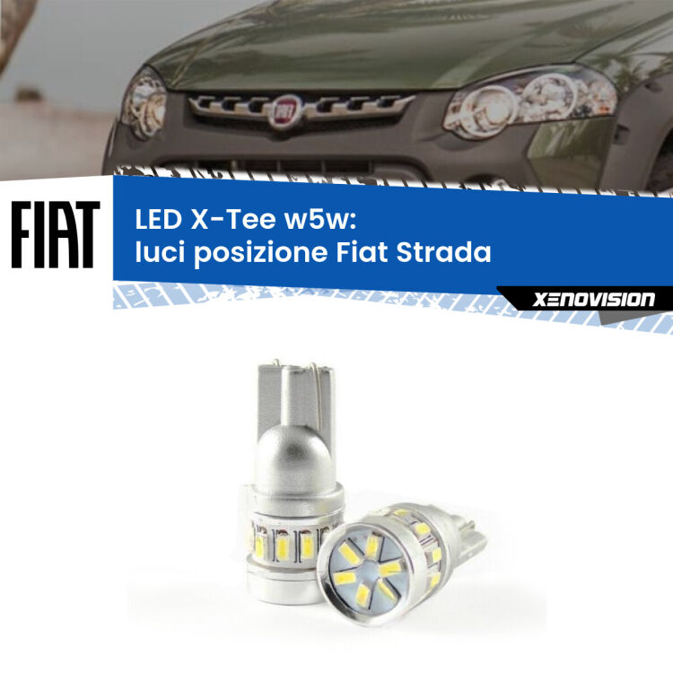 0 Luci posizione LED per Fiat Strada 1999-2021: W5W X-Tee <strong>LED luci posizione per Fiat Strada</strong> 1999-2021. Lampade <strong>W5W</strong> modello X-Tee Xenovision top di gamma.