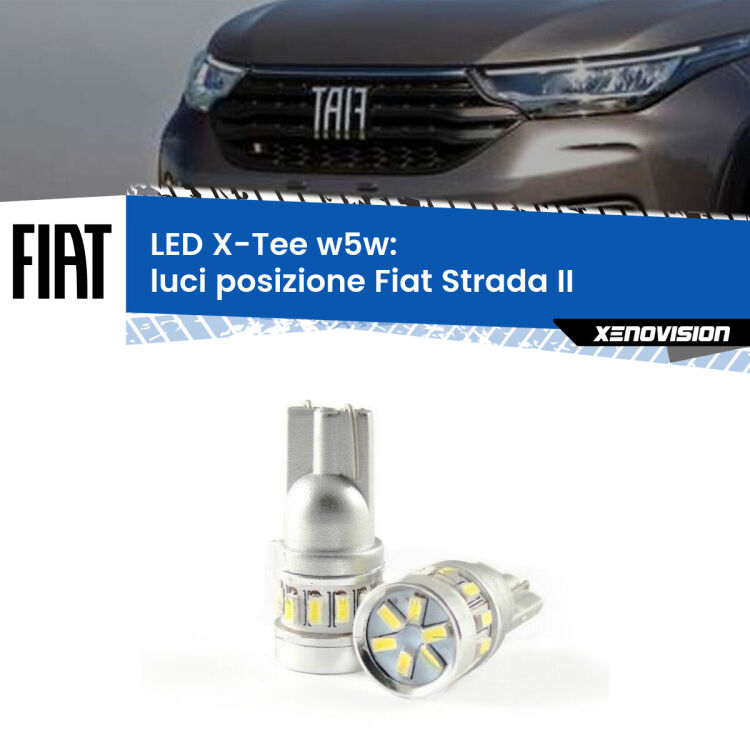 0 Luci posizione LED per Fiat Strada II 2017in poi: W5W X-Tee <strong>LED luci posizione per Fiat Strada</strong> II 2017in poi. Lampade <strong>W5W</strong> modello X-Tee Xenovision top di gamma.