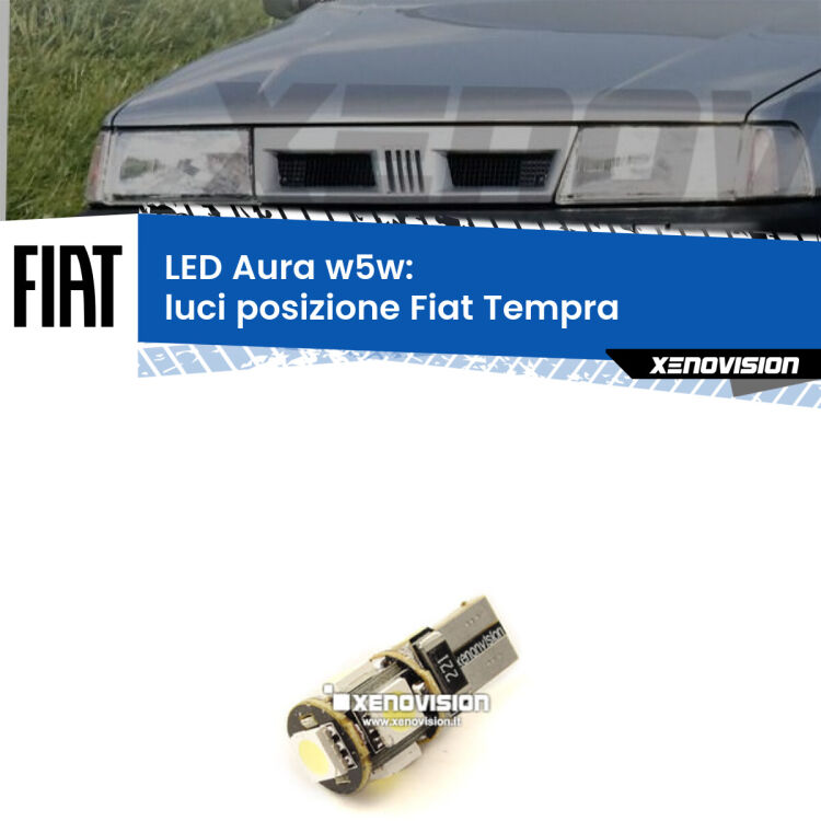 0 Luci posizione LED per Fiat Tempra 1990-1996: Aura w5w <strong>LED luci posizione w5w per Fiat Tempra</strong> 1990-1996. Una lampadina <strong>w5w</strong> canbus luce bianca 6000k modello Aura Xenovision.